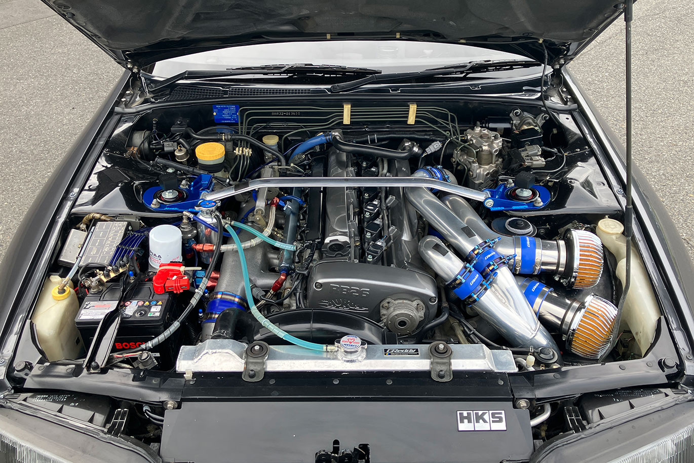 日産 スカイラインGT-R BNR32 R32 スカイライン GT-R Garage SAURUS 884 エンジンヘッドカバー・BLITZ 車高調＆DSC・ENDLESS Xコイルスプリング・Defiメーター類