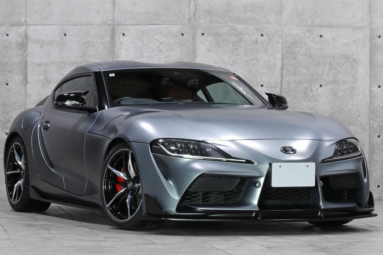 トヨタ スープラ RZ 台数限定カラー/マットストームグレー HKSカーボンサクション＆HAS フロント＆リアスポイラー 鍛造19AW 赤/黒インテリア JBLサウンド